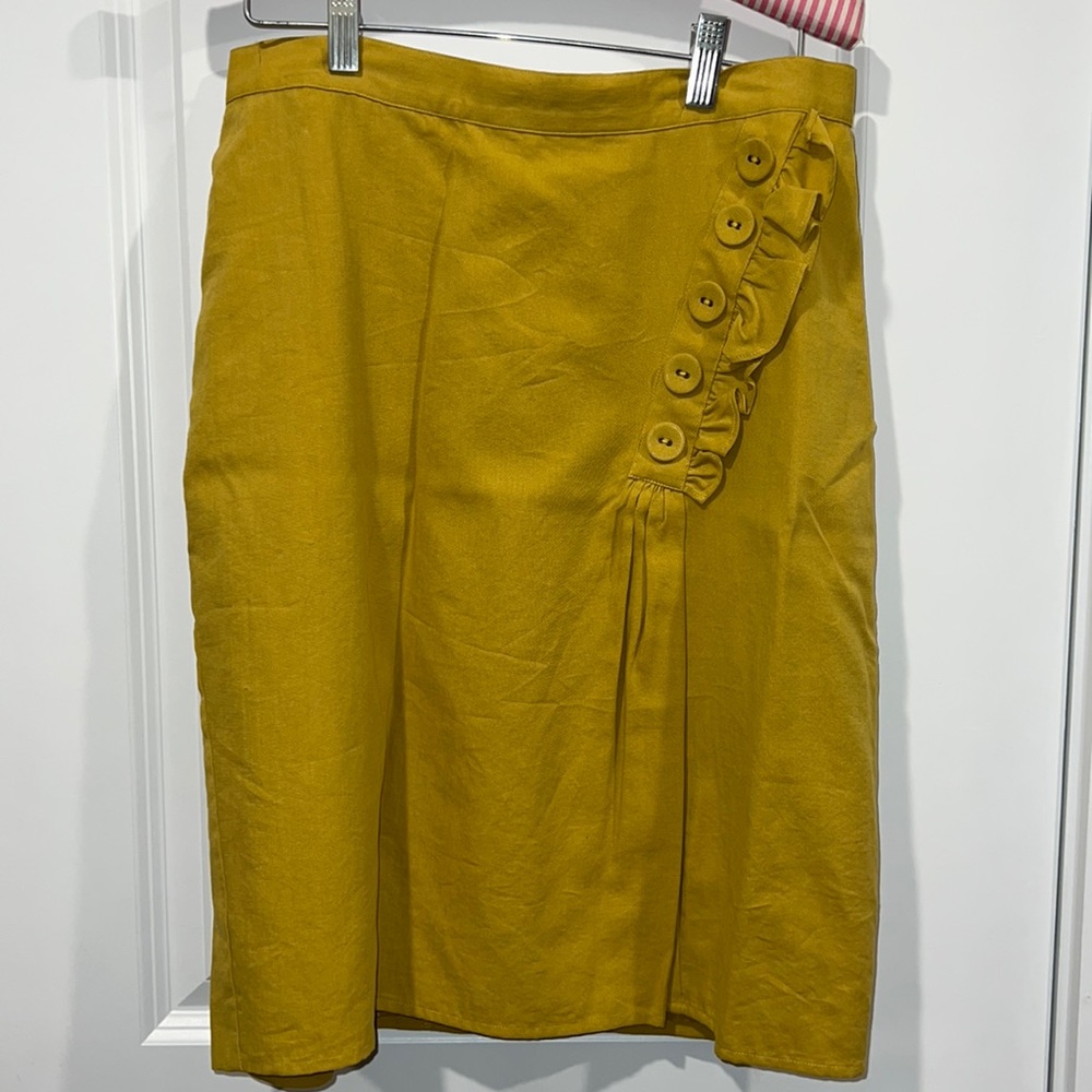 Burlap by Anthropologie Mustard Yellow Pencil Skirt NWT